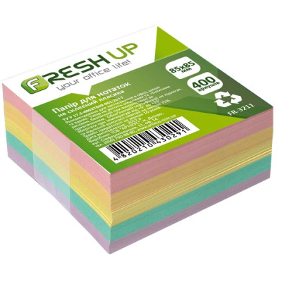 Блок бумаги для заметок 85х85мм, 400 л, не клеенный, класика Fresh Up